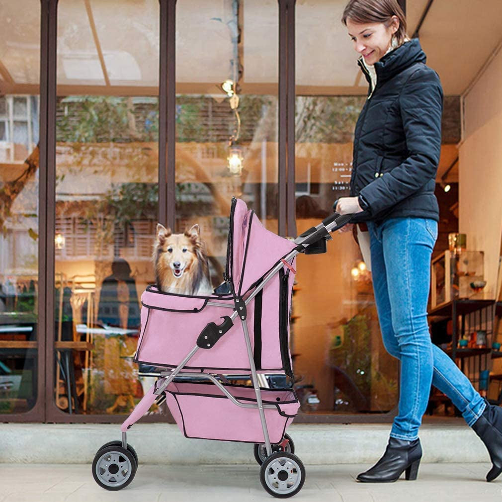 pink dog stroller 3 Wheels Pet Stroller Dog Stroller Cat Cage Jogger Stroller Cats Trave – Threads and Tidbits