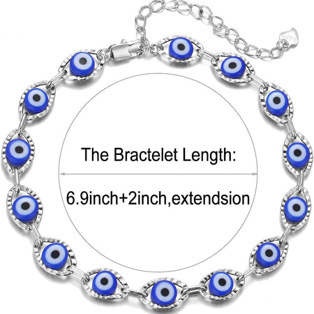 Gold Dainty Evil Eye Bracelets for Girls,14K Gold Evil Eye Chain Bracelet for Girls