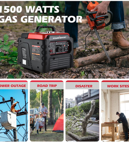 1500W Gas Inverter Generator with Recoil Start: Portable & Quiet Solution for Camping & Home