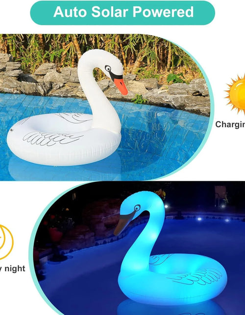 Load image into Gallery viewer, Swan Pool Floats with Solar Powered LED Color Changing Lights, 42&#39;&#39; Large Inflatable Pool Floaties Lake and Beach Floaty Summer Pool Lounge for Adults
