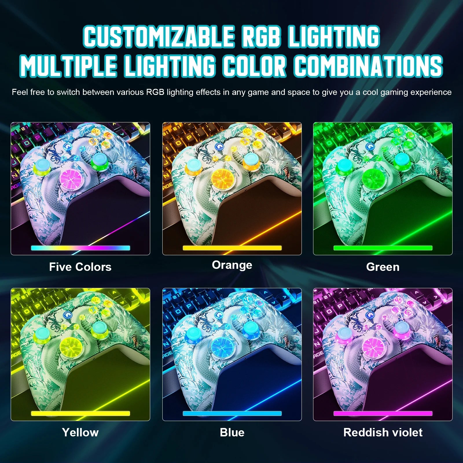 RGB Xbox Controller Wireless for Pc/Xbox(Upgrade Needed for Xbox)Game Controller Compatible with Xbox One S/Xbox Series X/S & Windows 10, Wireless Gaming Joystick with Turbo Function