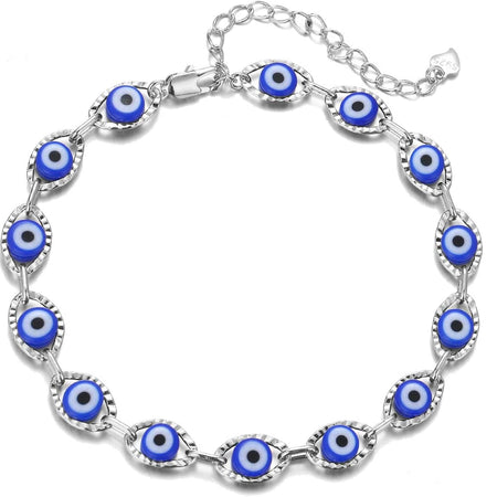 Gold Dainty Evil Eye Bracelets for Girls,14K Gold Evil Eye Chain Bracelet for Girls