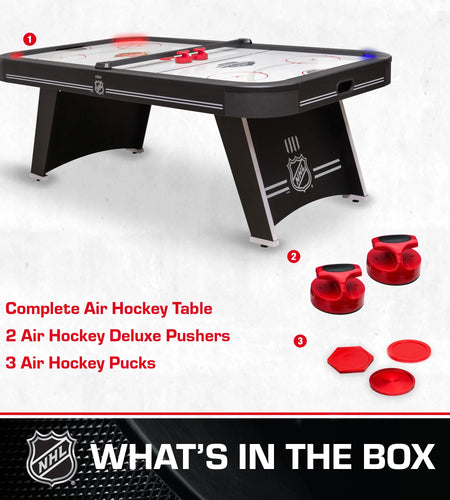 Power Play Pro 84" Indoor Air Hockey Table with Overhead Projection LED Scoring and Light-Up Power Corners