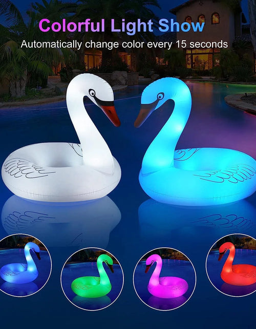 Load image into Gallery viewer, Swan Pool Floats with Solar Powered LED Color Changing Lights, 42&#39;&#39; Large Inflatable Pool Floaties Lake and Beach Floaty Summer Pool Lounge for Adults
