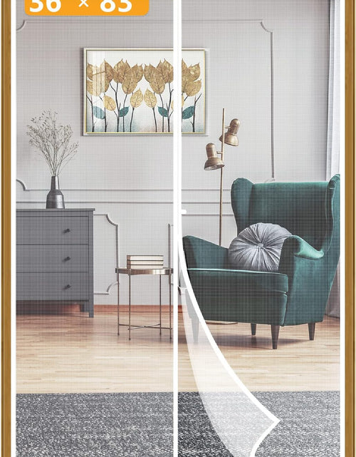Load image into Gallery viewer, White Mesh Door Screen with Magnets Fits Door Size 36, up to 36&quot;W X 83&quot;H with Full Frame Hook&amp;Loop Strip and Special Windproof Hasp Design
