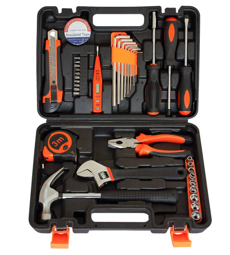38-Piece General Household Tool Kit, Hand Tool Set with Plastic Toolbox Storage Case, for DIY and Home Repair