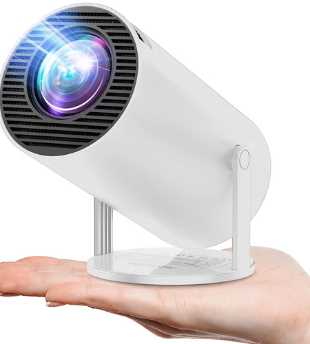Projector 4K 1080P Support, Mini Projector Smart for Movie Projection Compatible with Phone- White