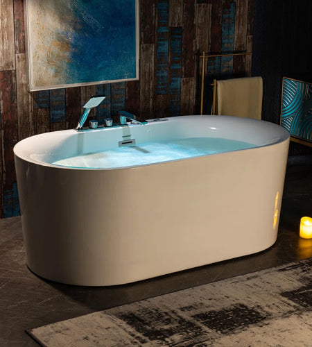 59" X 31.5" Whirlpool Water Jetted & Air Bubble Heated Soaking Combination Bathtub with Tub Filler