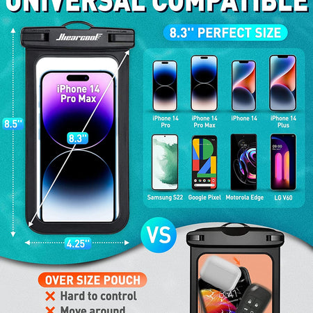 Waterproof Phone Pouch, Waterproof Phone Case for Iphone 15 14 13 12 Pro Max XS Samsung, IPX8 Cellphone Dry Bag Beach Essentials 2Pack-8.3"