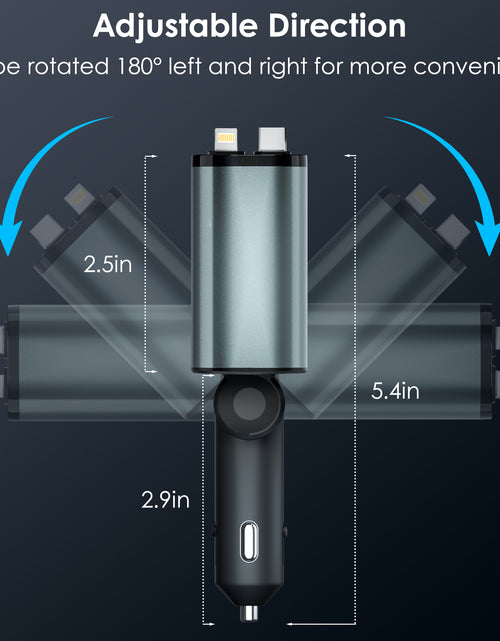 Load image into Gallery viewer, Retractable Car Charger, 66W 4 in 1 Fast Car Phone Charger, Retractable TYPE-C and Lightning Cables(31.5 Inch) and USB Car Charger, Compatible with Iphone 15/14/13/12/11,Ipad,Galaxy,Pixel

