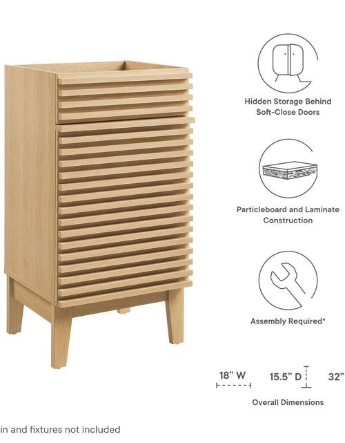 Load image into Gallery viewer, Render 18&quot; Bathroom Vanity Cabinet (Sink Basin Not Included) in Oak
