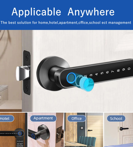 Smart Door Lock,Keyless Entry Door Lock with Handle,Fingerprint Door Lock with Tuya App,Smart Door Knob with Key for Home Bedroom