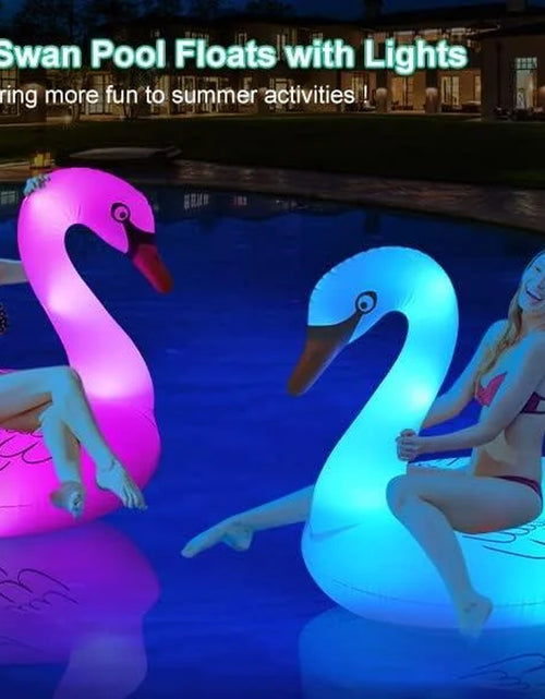 Load image into Gallery viewer, Swan Pool Floats with Solar Powered LED Color Changing Lights, 42&#39;&#39; Large Inflatable Pool Floaties Lake and Beach Floaty Summer Pool Lounge for Adults
