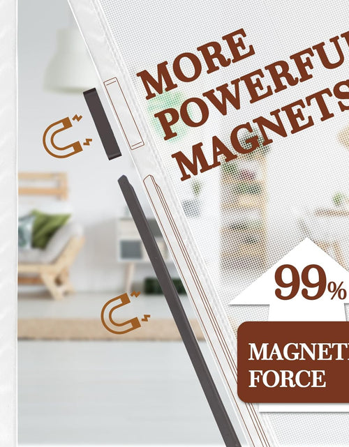 Load image into Gallery viewer, White Mesh Door Screen with Magnets Fits Door Size 36, up to 36&quot;W X 83&quot;H with Full Frame Hook&amp;Loop Strip and Special Windproof Hasp Design
